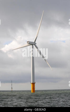 Mare del Nord. Una visione generale delle centrali eoliche di Inner Dowsing e Lynn offshore nel Mare del Nord. Foto Stock