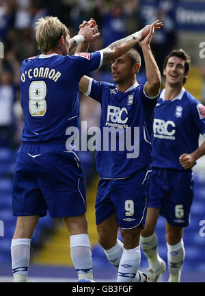 Kevin Phillips di Birmingham City celebra il suo obiettivo con Garry o'Connor durante la partita del campionato di calcio Coca-Cola a St Andrews, Birmingham. Foto Stock