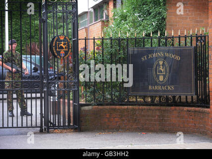 Il quartier generale della truppa del re, Royal Horse Artillery, nel nord di Londra, dove cinque soldati sono stati licenziati dall'esercito dopo aver fallito i test sulle droghe. Foto Stock