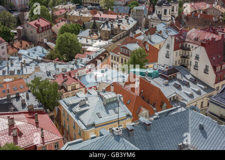 Tallinn, Estonia, tetti e le chiese della città vecchia di Tallinn, Estonia, Baltico, Europa UE Foto Stock