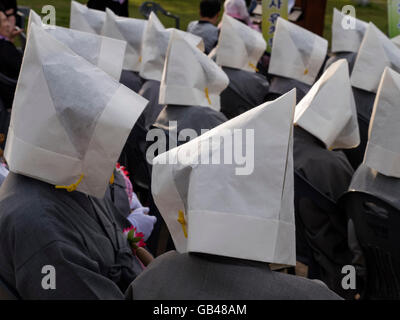 Musicisti alle celebrazioni per il Buddha il compleanno di Andong, provincia Gyeongsangbuk-do, Corea del Sud, Asia Foto Stock