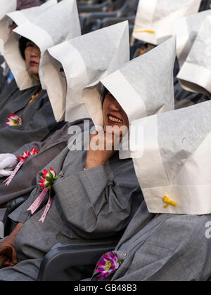 Musicisti alle celebrazioni per il Buddha il compleanno di Andong, provincia Gyeongsangbuk-do, Corea del Sud, Asia Foto Stock