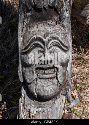 Il totem pole di Hahoe Folk Village nei pressi di Andong, provincia Gyeongsangbuk-do, Corea del Sud, Asia, UNESCO patrimonio dell'umanità Foto Stock