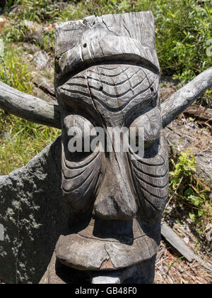 Il totem pole di Hahoe Folk Village nei pressi di Andong, provincia Gyeongsangbuk-do, Corea del Sud, Asia, UNESCO patrimonio dell'umanità Foto Stock