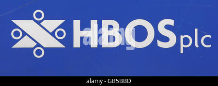 Una visione generale del logo della Halifax Bank of Scotland (HBOS) nella loro sede centrale a Edimburgo. Foto Stock