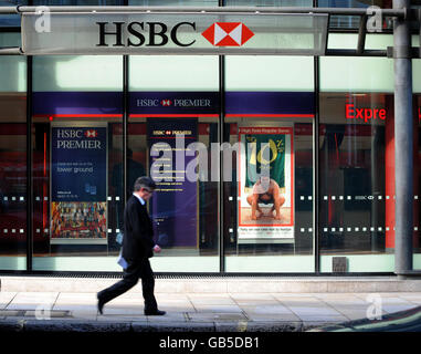 Azioni generiche della banca HSBC nella città di Londra. Foto Stock