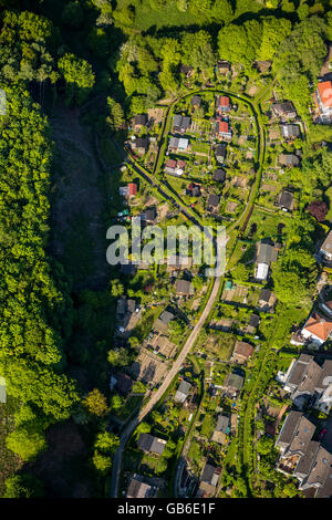 Vista aerea, piccolo giardino in Volmarstein, assegnazioni, meteo, regione della Ruhr, Renania settentrionale-Vestfalia, Germania, Europa, vista aerea Foto Stock