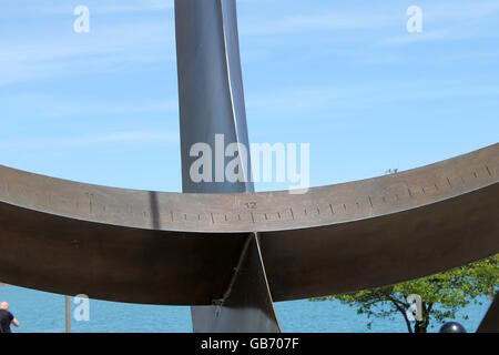 Henry Moore's Meridiana all'Adler Planetarium di Chicago, IL, Stati Uniti d'America Foto Stock