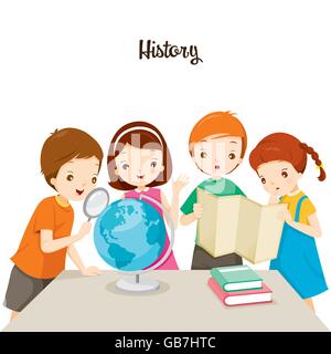 I bambini nella storia la classe, si torna a scuola, educativo, cancelleria, Prenota, Bambini, soggetti, Conoscenza, aiuto per l insegnamento Illustrazione Vettoriale