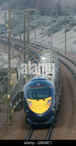 Britannico "bullet train' primo viaggio Foto Stock