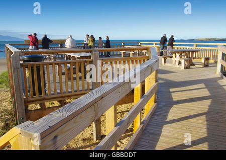 Piattaforma di Osservazione, Newborough Spiaggia e foresta, Foto Stock