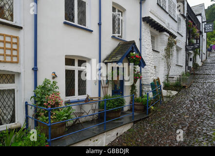 Cottages & New Inn, Clovelly High Street, North Devon Foto Stock