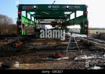 Il bus guidato di Cambridge, cantiere a Fen Drayton, Cambridgeshire. PREMERE ASSOCIAZIONE foto. Foto data Martedì 3 febbraio 2009. Il credito fotografico dovrebbe leggere Chris Radburn/PA Wire. Foto Stock