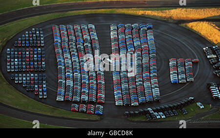 Migliaia di auto nello stabilimento di Nissan a Sunderland. Foto Stock