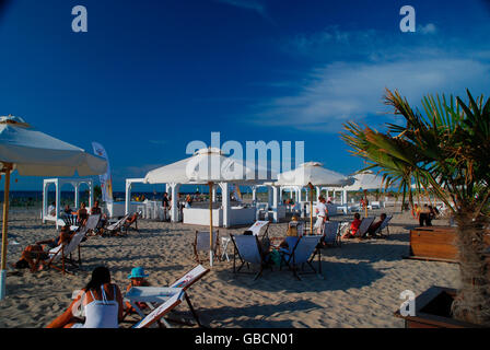 Sommer, Ostsee, Seebad, Warnemuende, Strand, Meclenburgo-Pomerania Occidentale, Germania Foto Stock