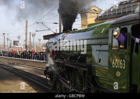 Ri-Nascita della linea ferroviaria potenza vapore Foto Stock