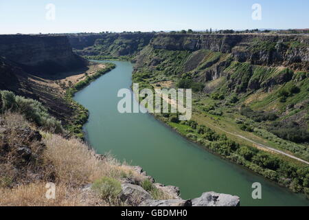 Snake River Canyon come visto in estate la luce del mattino, Twin Falls, Idaho Foto Stock