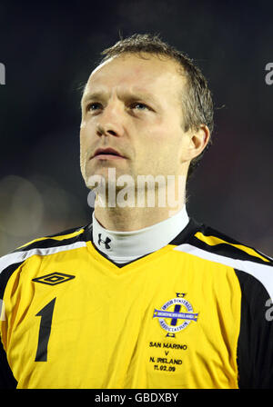 Calcio - Coppa del mondo FIFA 2010 - turno di qualificazione - Gruppo tre - San Marino v Irlanda del Nord - Stadio Olimpico. Portiere dell'Irlanda del Nord Maik Taylor Foto Stock