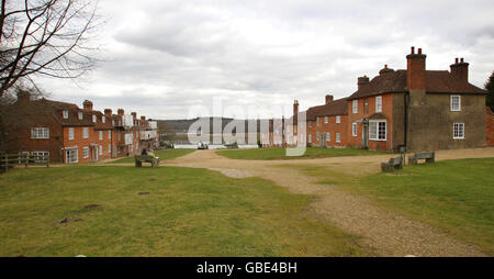 General Stock - Hampshire Landmarks. L'ex cottage dei costruttori navali a Buckler's Hard vicino a Beaulieu in Hampshire Foto Stock