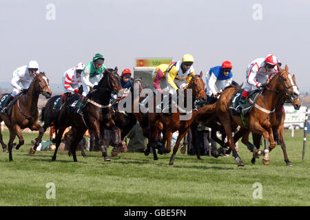 Fleet Street guidato da Mick Fitzgerald conduce il campo durante Il Premier Convience memorizza la corsa degli ostacoli dei migliori novizi Foto Stock