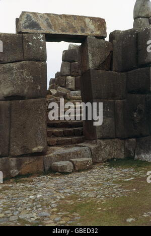 Geografia / viaggio, Perù, Sacsayhuaman, fortezza Inca vicino Cuzco, costruito: Tra il 1440 e il 1532, rovina, diritti aggiuntivi-clearences-non disponibile Foto Stock