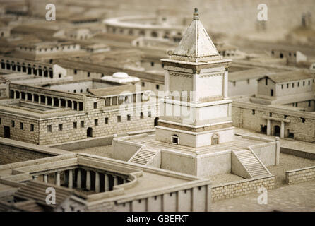 Geografia / viaggi, Israele, Gerusalemme, in miniatura della città in tempi di Gesù Cristo, inizio 1° secolo D.C., tomba di David Hotel Terra Santa Inn, Foto Stock