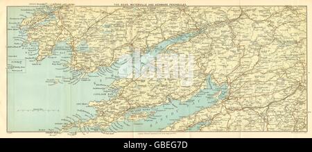 MUNSTER:Beara Waterville Kenmare Iveragh penisole.Bantry Bay.STANFORD 1908 mappa Foto Stock