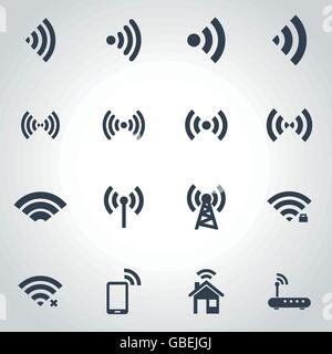 Vettore wireless nero icona impostare Illustrazione Vettoriale