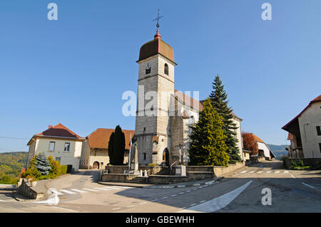 Chiesa di Saint-Maurice, Ouhans, villaggio, Pontarlier, Departement Doubs, Franche-Comte, Francia Foto Stock