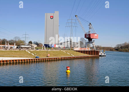 Il porto cittadino, spiaggia, Rhine-Herne Canal, Recklinghausen, Nord Reno-Westfalia, Germania Foto Stock