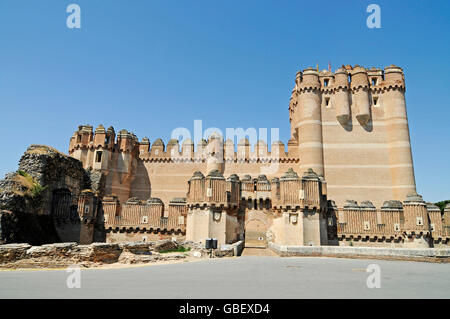 Castillo, castello, stile mudéjar, museo, Coca, provincia di Segovia Castilla y León, Spagna Foto Stock