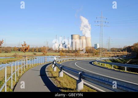 Impianto Gersteinwerk, RWE Power AG, Tibaum riserva naturale, Stockum-Werne, Renania settentrionale-Vestfalia, Germania / centrale a ciclo combinato, del carbone e del gas naturale Foto Stock