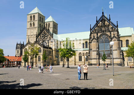 St Paulus, Cattedrale, Dom Domplatz square, chiesa, Muenster Muensterland, Renania settentrionale-Vestfalia, Germania / Münsterland, Münster Foto Stock