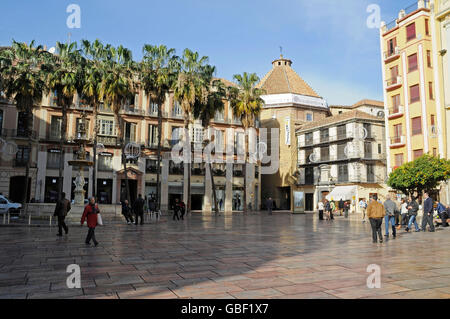 Plaza de la Constitucion, quadrato, Malaga, Costa del Sol, provincia di Malaga, Andalusia, Spagna, Europa Foto Stock