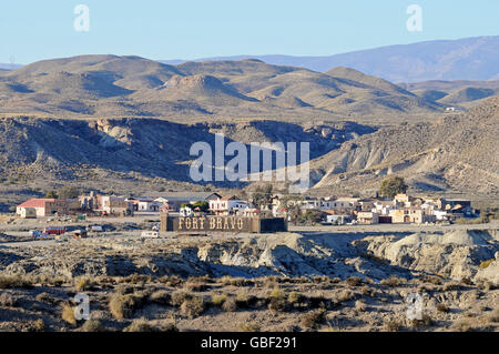 Fort Bravo, Texas Hollywood, western town, Tabernas, provincia di Almeria, Andalusia, Spagna, Europa Foto Stock