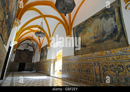 Salon Carlos, Alcazar, Royal Palace, Siviglia, provincia di Siviglia, in Andalusia, Spagna, Europa Foto Stock