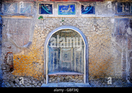 Murale, mosaici, Casa dello scheletro, sito archeologico, Ercolano, Ercolano, Napoli, campania, Italy Foto Stock