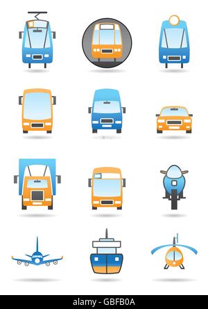 Diverse macchine di trasporto set di icone - illustrazione vettoriale Illustrazione Vettoriale
