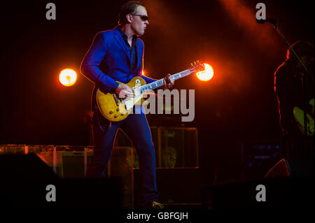 American blues rock Chitarrista Joe Bonamassa, effettuando al Clyde Auditorium di Glasgow. Foto Stock