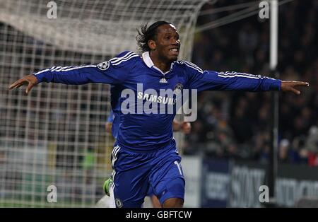 Calcio - UEFA Champions League - primo turno di Knockout - seconda tappa - Juventus v Chelsea - Stadio Olimpico. Didier Drogba di Chelsea festeggia dopo aver segnato il secondo gol Foto Stock