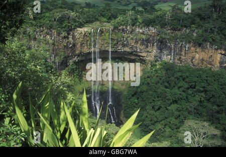 La cascata di Chamarel vicino alla città di Chamarel sull isola di Maurizio nell'Oceano indiano Foto Stock