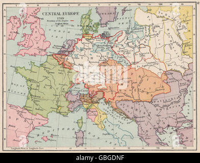 Europa nel 1789: Sacro Romano Impero. Divisione della Polonia, 1907 Mappa antichi Foto Stock