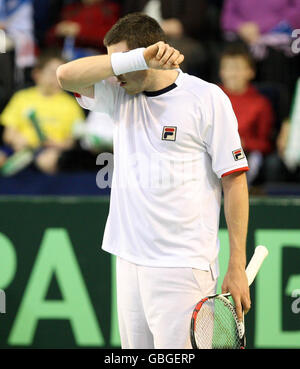 Tennis - Davis Cup - Gruppo uno Europa/Africa Zona - Giorno 1 - Gran Bretagna v Ucraina - Braehead Arena Foto Stock