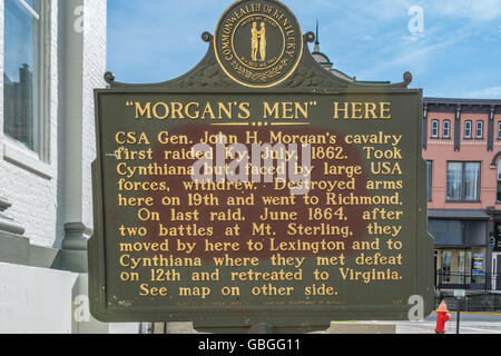 Storico monumento su strada per raid confederato dal generale John Morgan's cavalleria in central Kentucky durante la Guerra Civile Americana Foto Stock