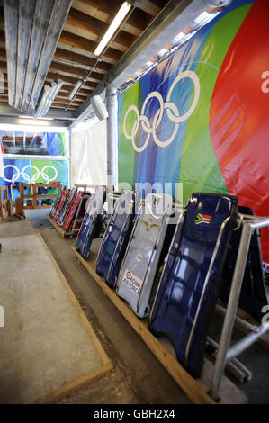 Bobbleigh - Combined Services Bobsleigh and Skeleton Inter Services Championships - Cesana - Torino. L'area di partenza del Combined Services Bobsleigh e Skeleton Inter Services Championships 2009 a Cesana, Torino Foto Stock