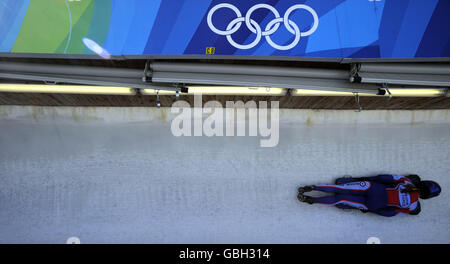 Concorrente nel corso del Combined Services Bobsleigh e Skeleton Inter Services Championships 2009 a Cesana, Torino Foto Stock