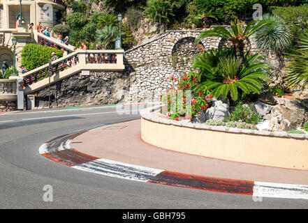 Il famoso Fairmont tornante sulla FORMULA ONE Grand Prix circuito a Monte Carlo, Monaco, Foto Stock