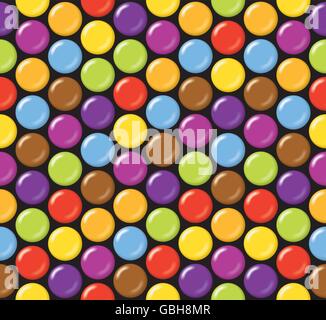 Modello di sfondo con caramella senza cuciture rivestite di zucchero. Illustrazione Vettoriale