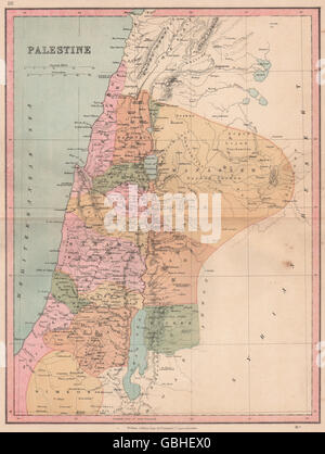 Palestina: mostra le dodici tribù di Israele. COLLINS, 1880 Mappa antichi Foto Stock