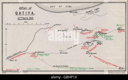 Prima guerra mondiale : Battaglia di Qatiya (Katia) 23 aprile, 1916. Egitto, 1935 Mappa Foto Stock
